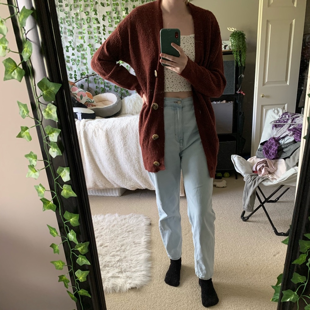 Garage Burgundy Ribbed Cardigan